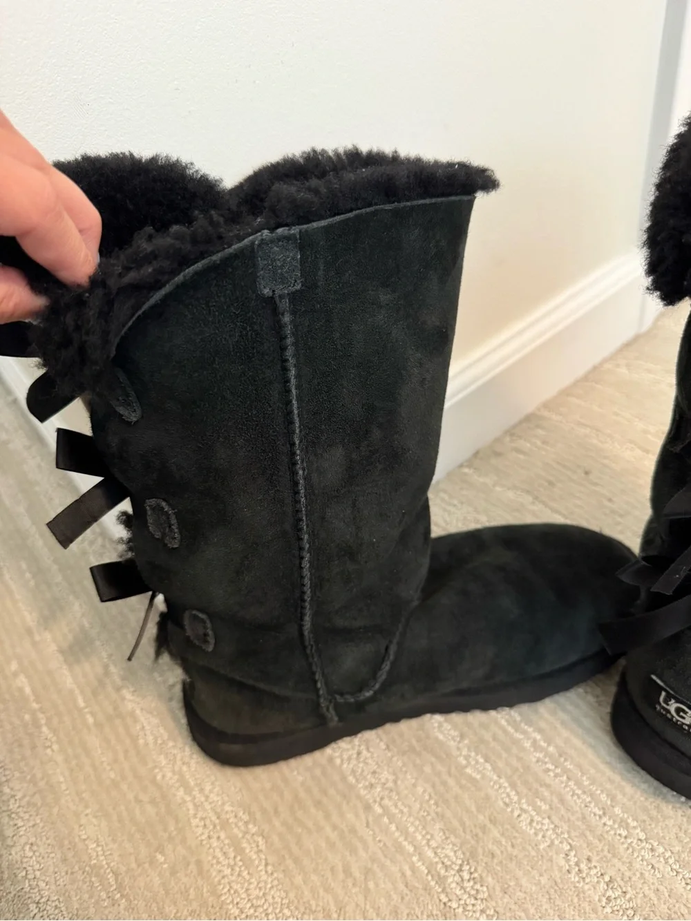 UGG Black Suede Shearling-Lined Tall Women's Winter Boots